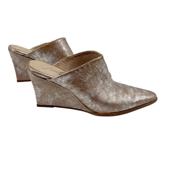 Free People Gold Metallic Slip On Wedge Galactica Mules Womens EU Size 36 - Picture 3 of 10